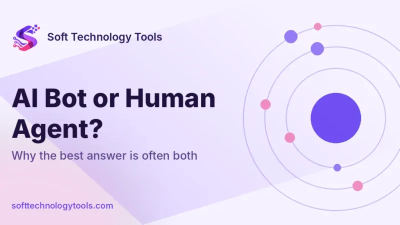 Soft Technology Tools graphic: AI Bot or Human Agent? Why the best answer is often both